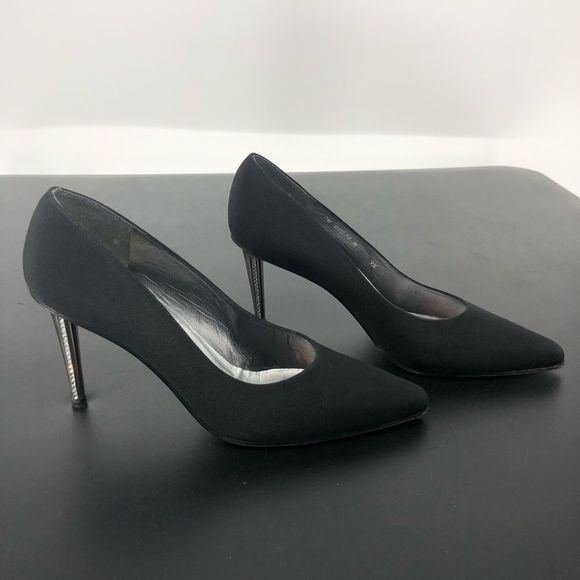 Stuart Weitzman Black Crystal Metal High Heels Pumps with Box - Picture 3 of 16